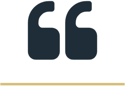 Quote symbol above a gold line