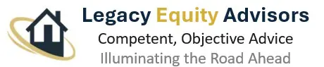 Logo with the words 'Legacy Equity' and a tagline about being competent and objective.