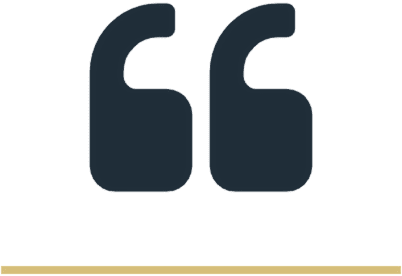 Quote symbol above a gold line